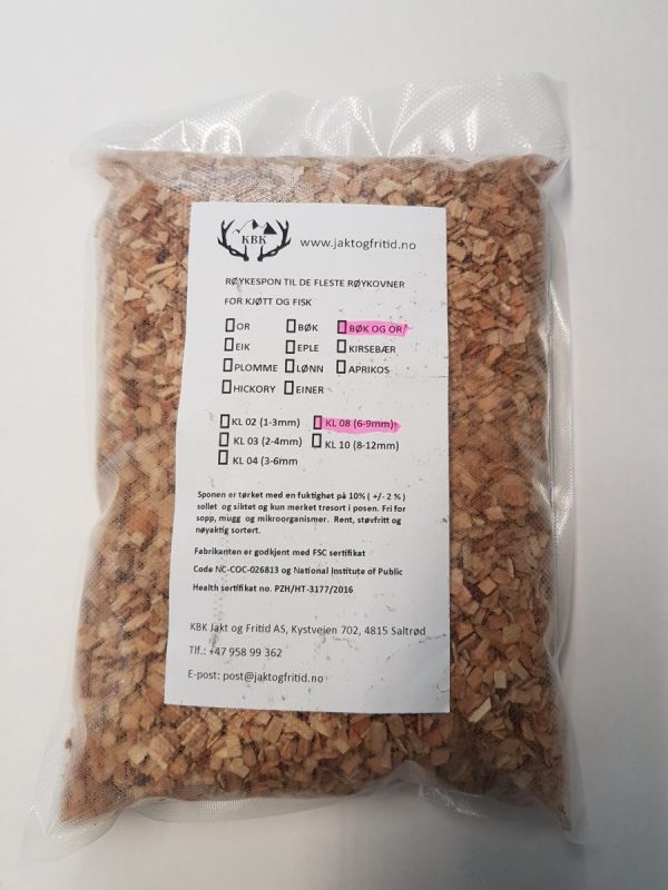 KBK Røykspon av Bøk og Or 3 liter (6-9mm)