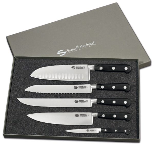 Chef Gaveboks med 5 kniver fra Sanelli