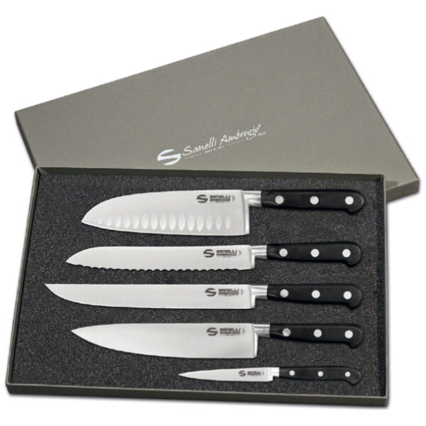 Chef Gaveboks med 5 kniver fra Sanelli
